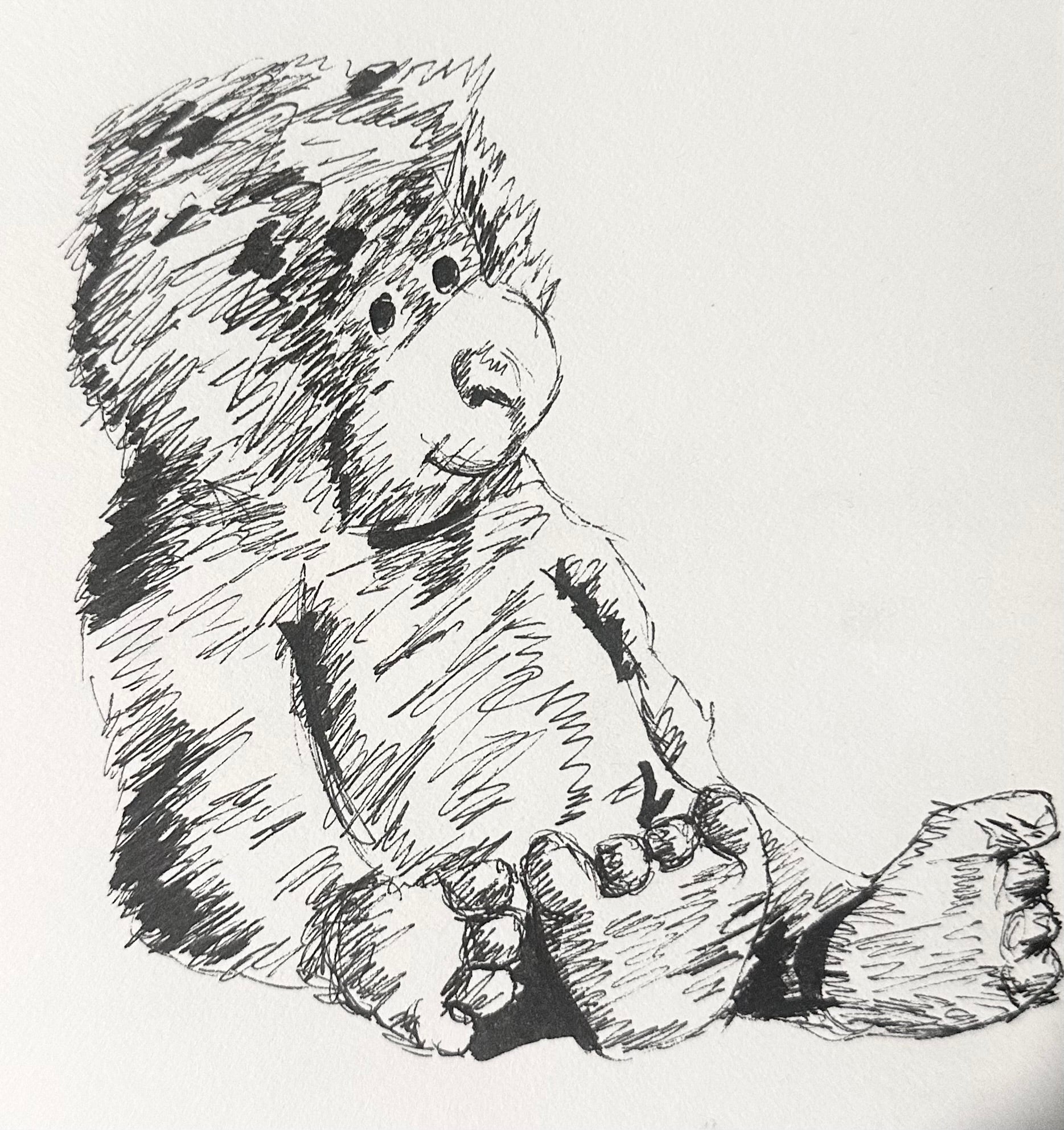 Stuffed Monkey Drawing Print