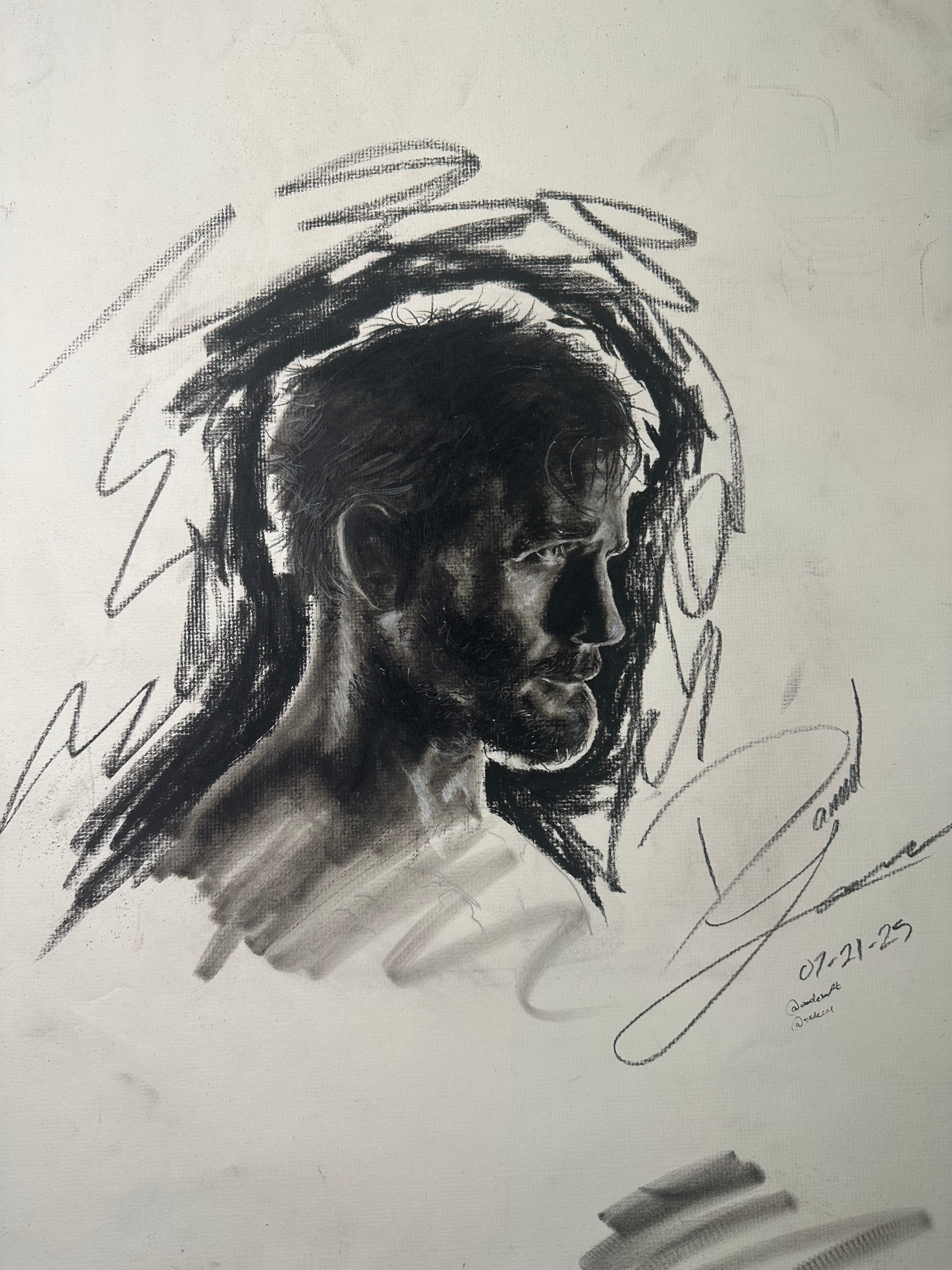 CM Punk Charcoal Portrait Print