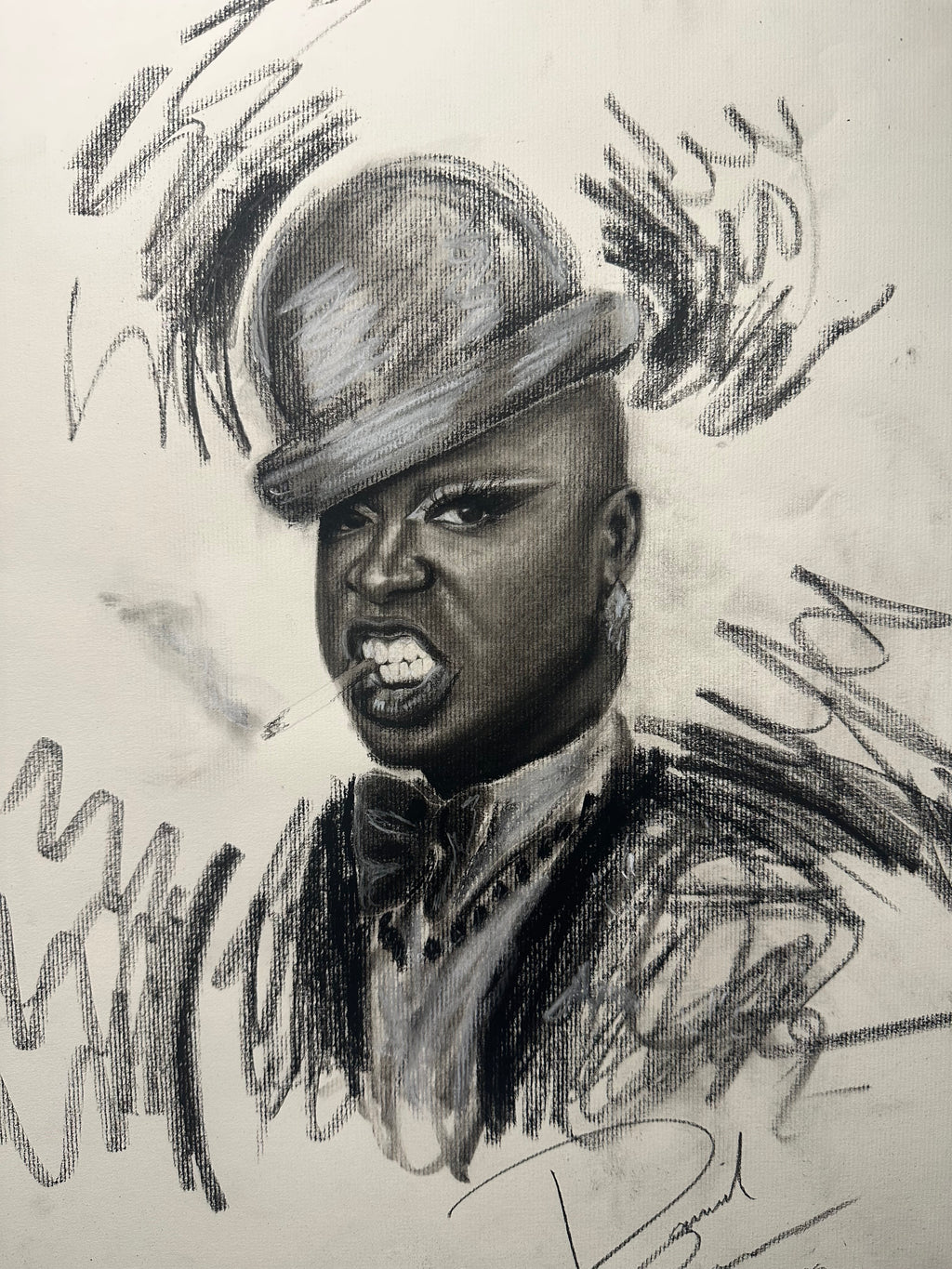 Bob the Drag Queen Charcoal Portrait Print