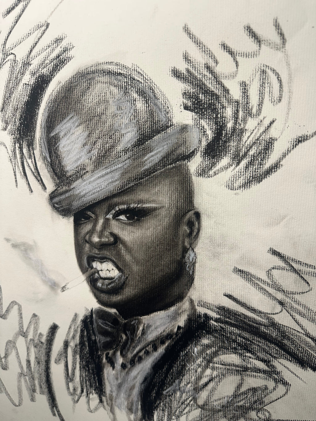 Bob the Drag Queen Charcoal Portrait Print