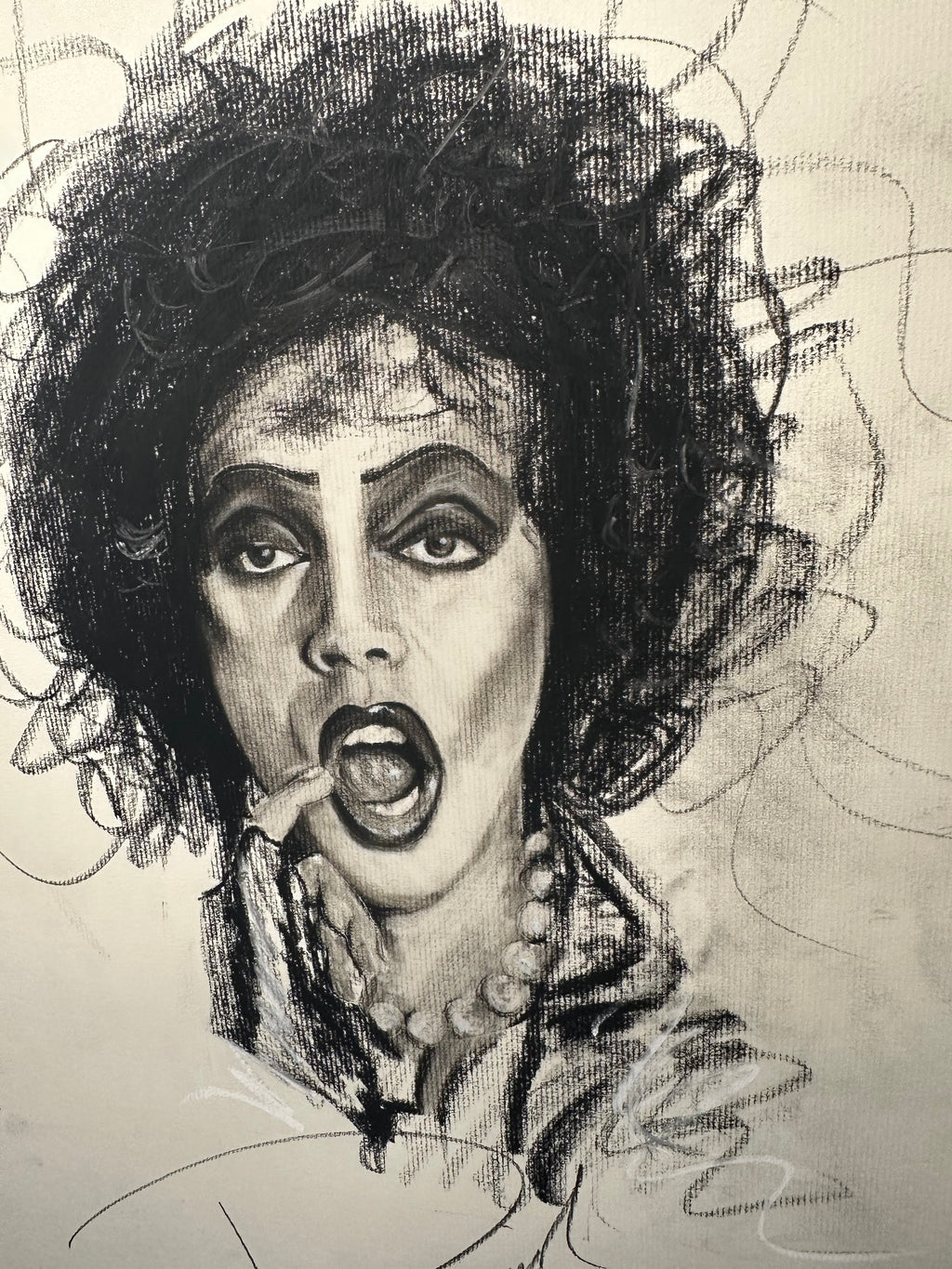 Dr Frank n Furter Charcoal Portrait Print
