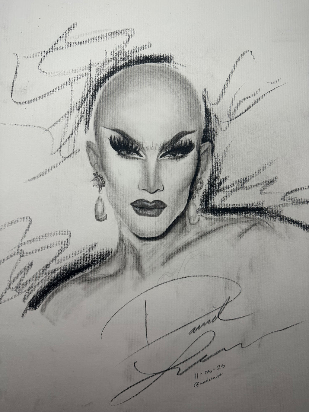 Sasha Velour Charcoal Portrait Print