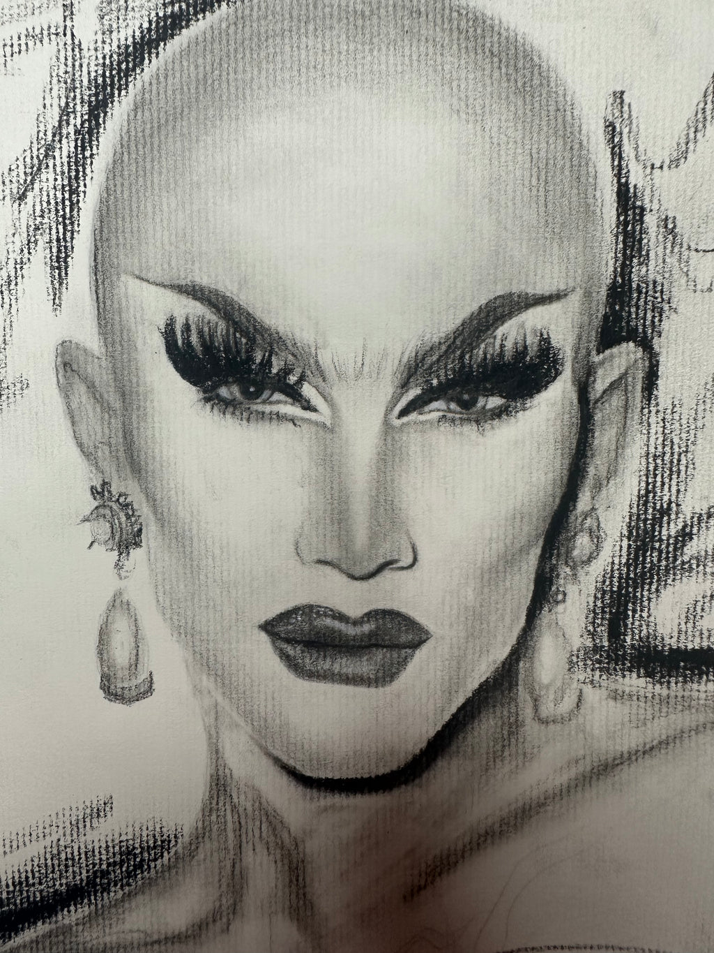Sasha Velour Charcoal Portrait Print