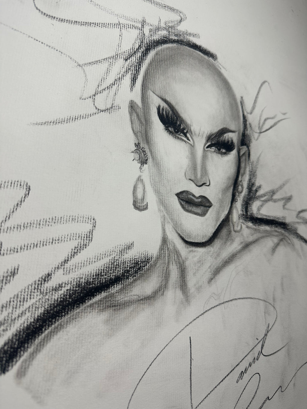 Sasha Velour Charcoal Portrait Print
