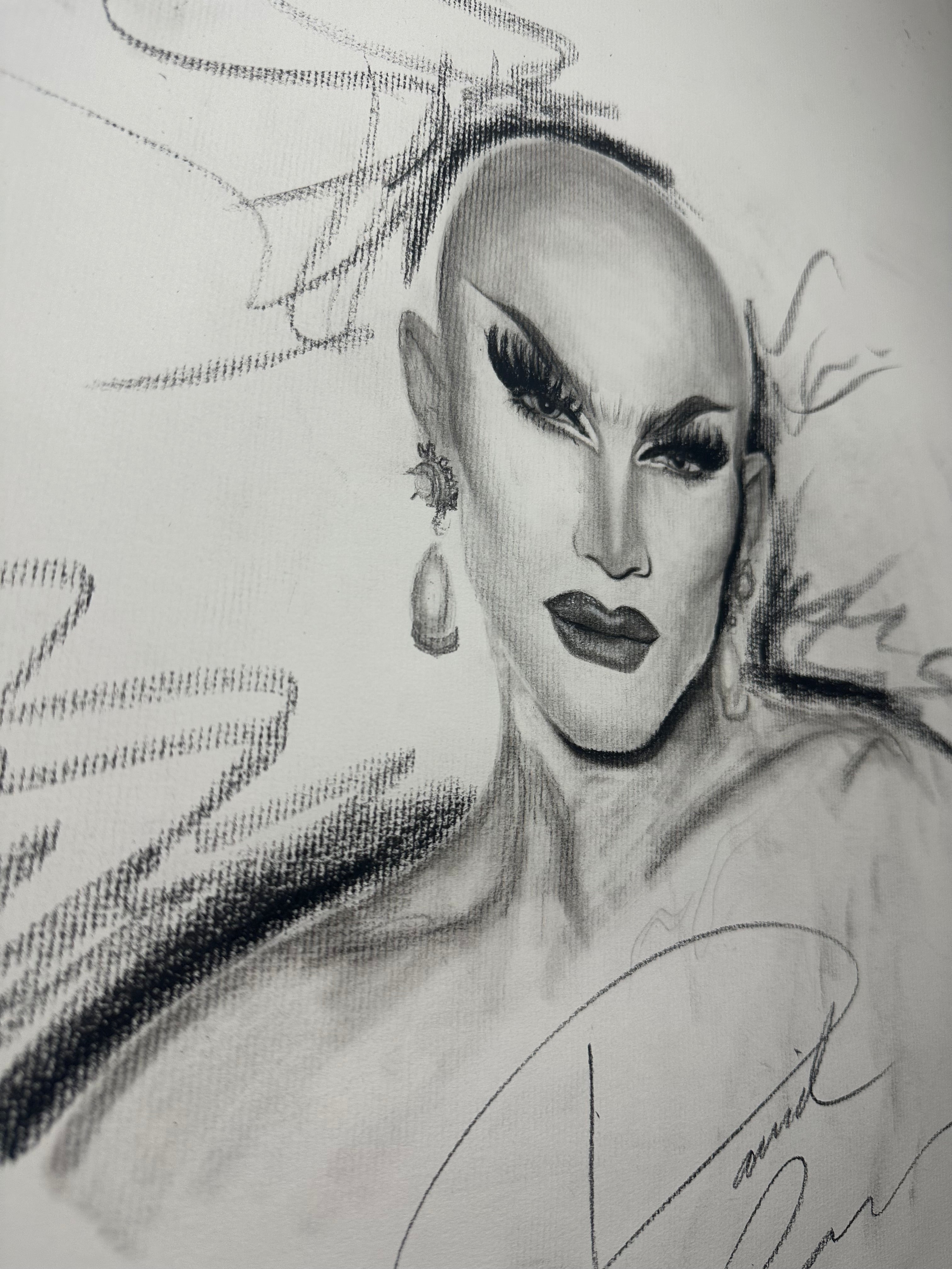 Sasha Velour Charcoal Portrait Print
