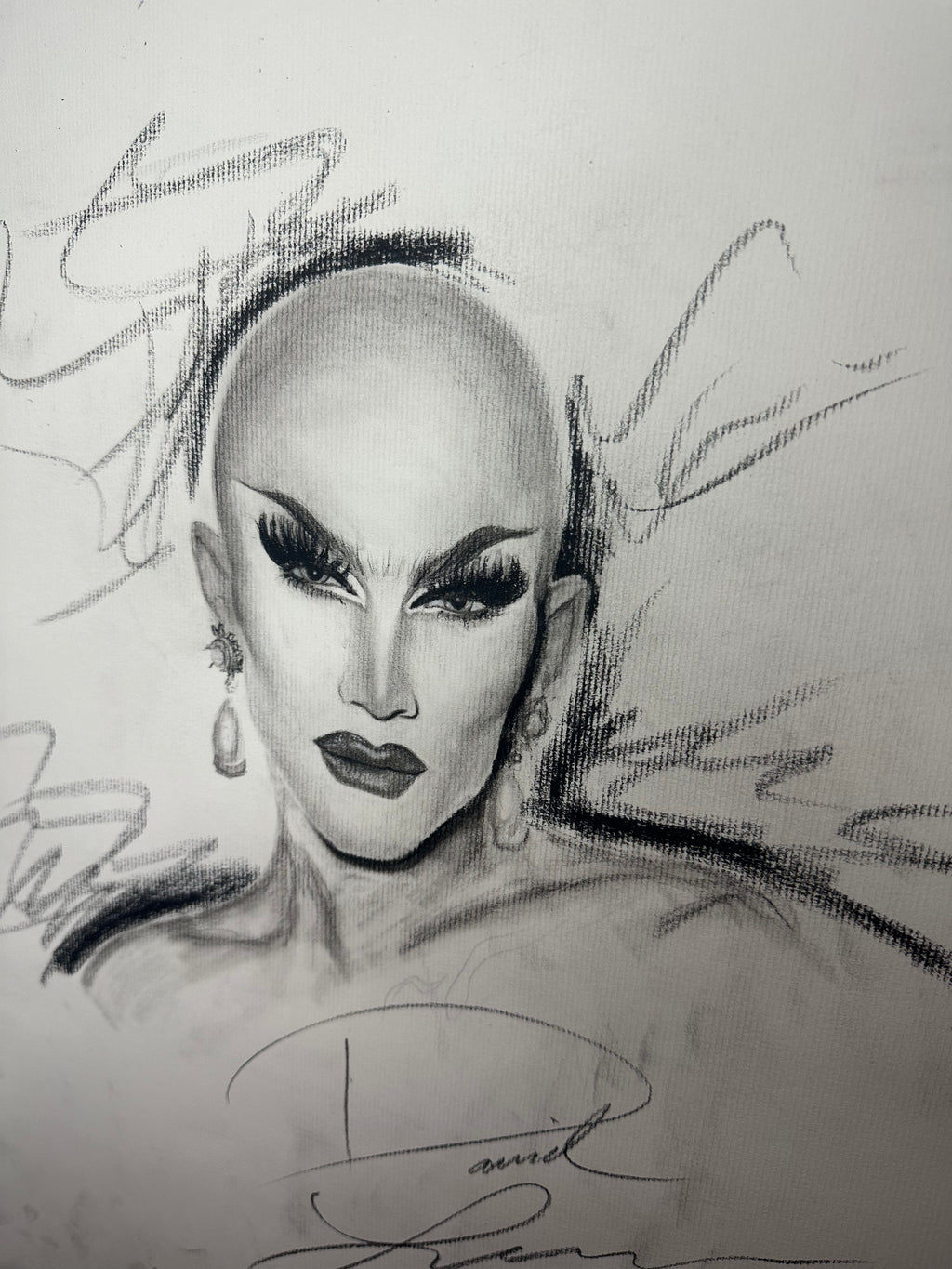 Sasha Velour Charcoal Portrait Print