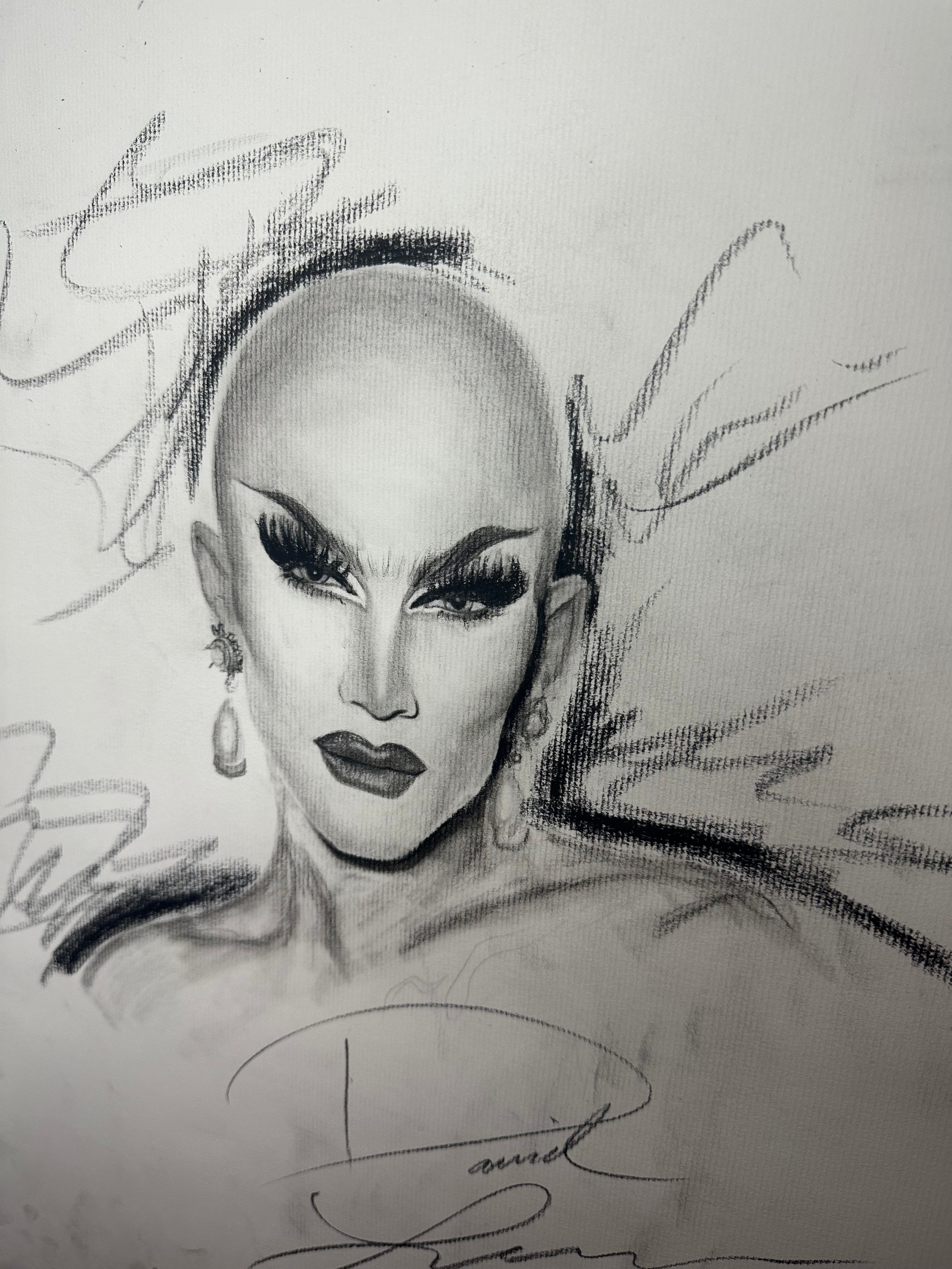 Sasha Velour Charcoal Portrait Print