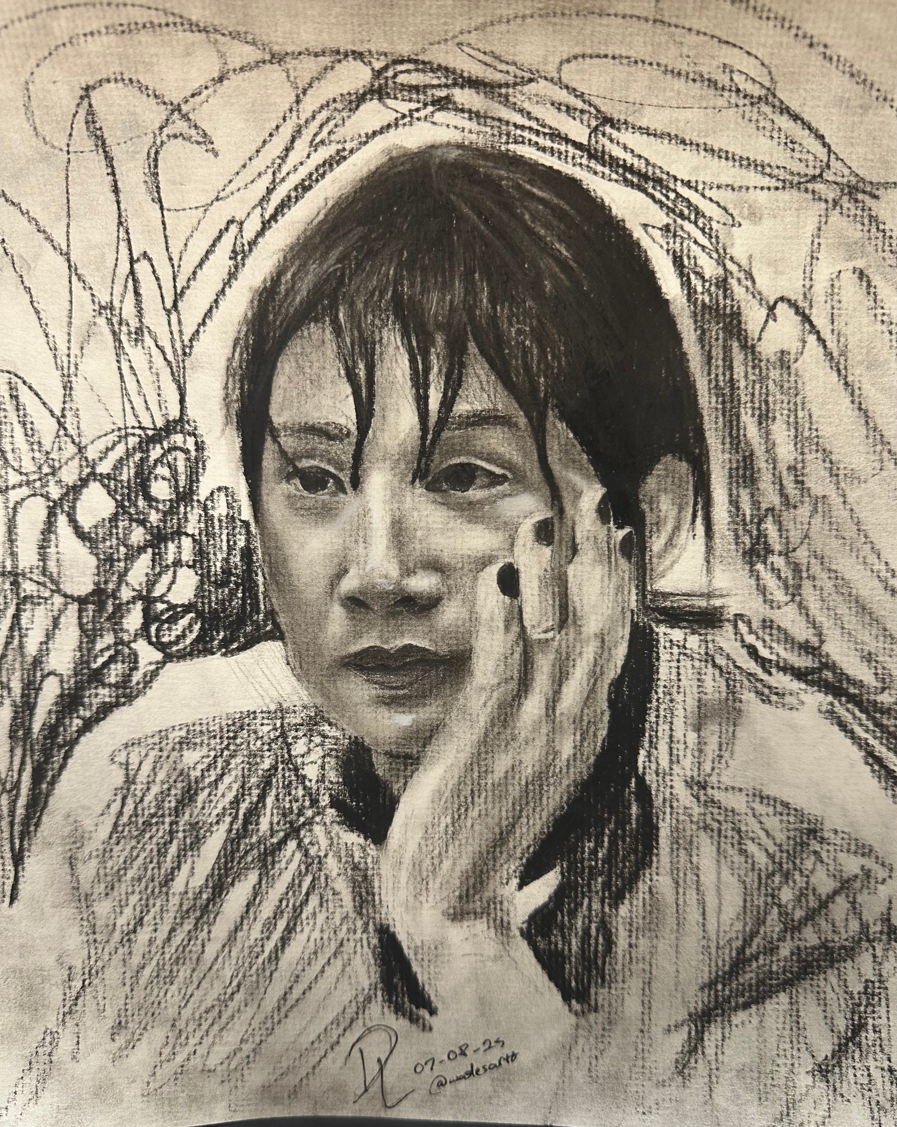 Hyun-ju Charcoal Portrait Print