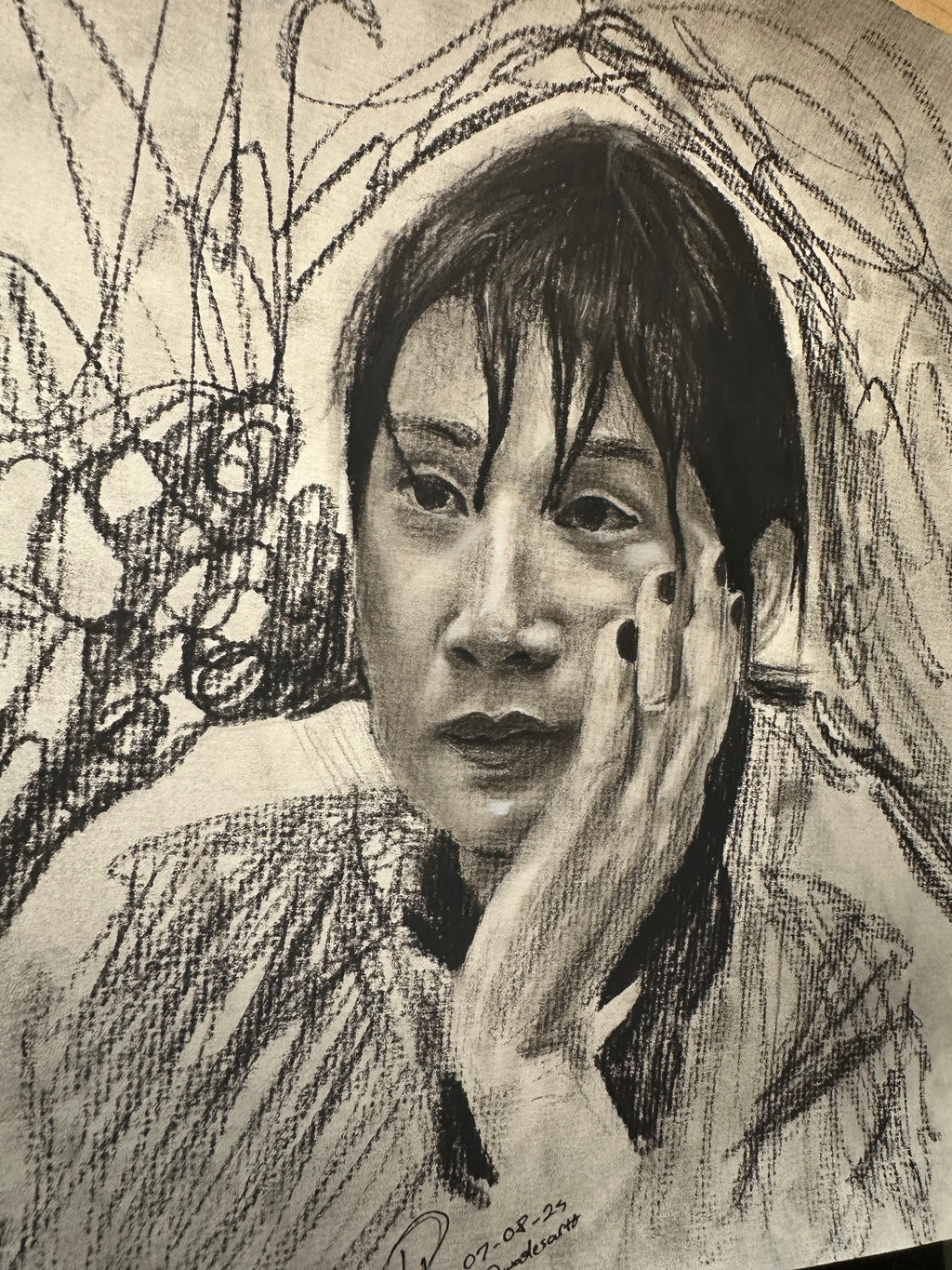 Hyun-ju Charcoal Portrait Print