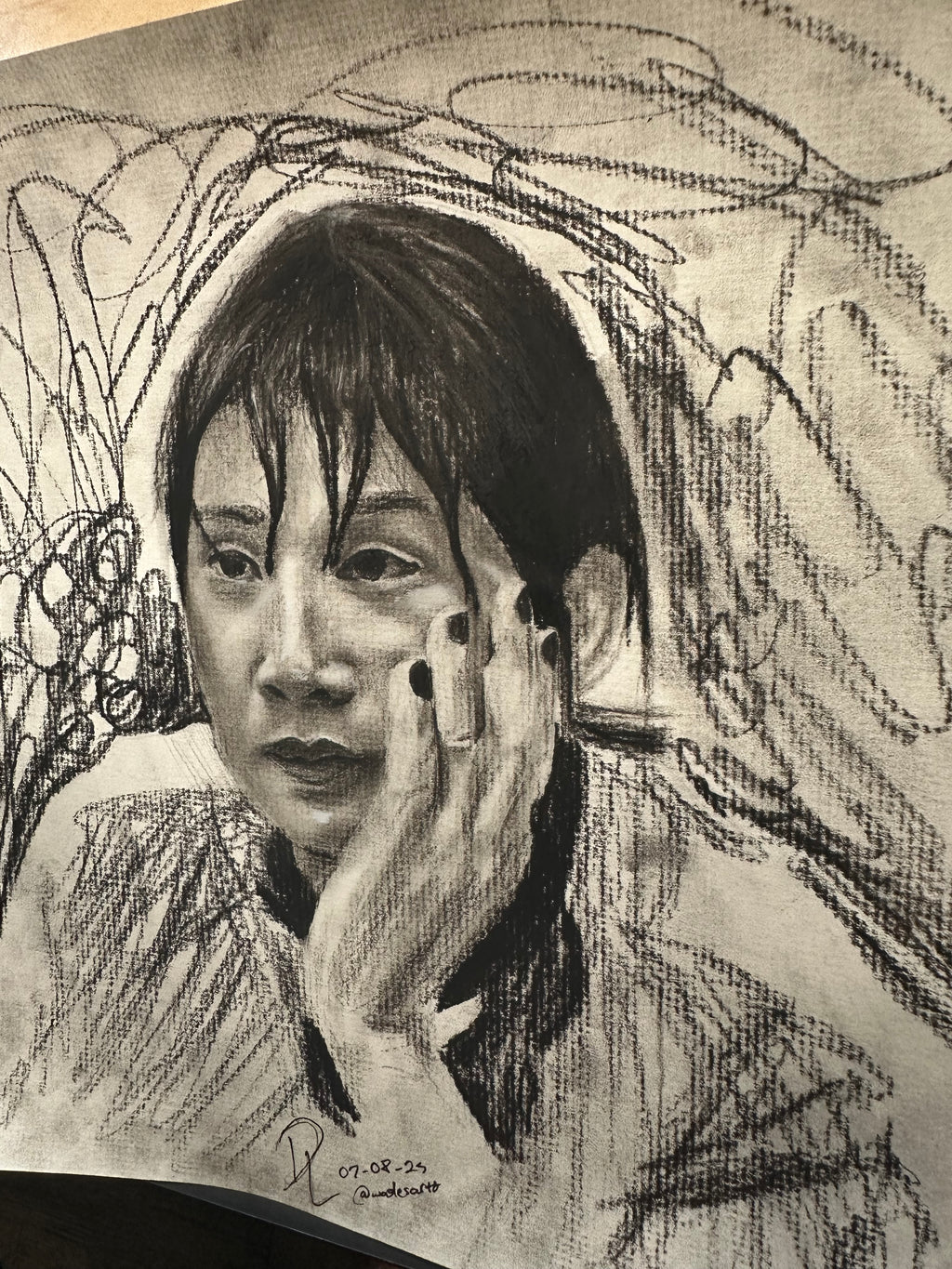 Hyun-ju Charcoal Portrait Print